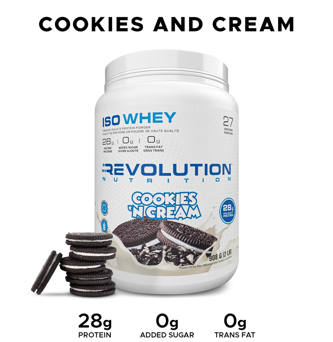 Revolution Nutrition – Iso Whey Protein Powder – Cookies and Cream – 2lb – 100 percent isolate
