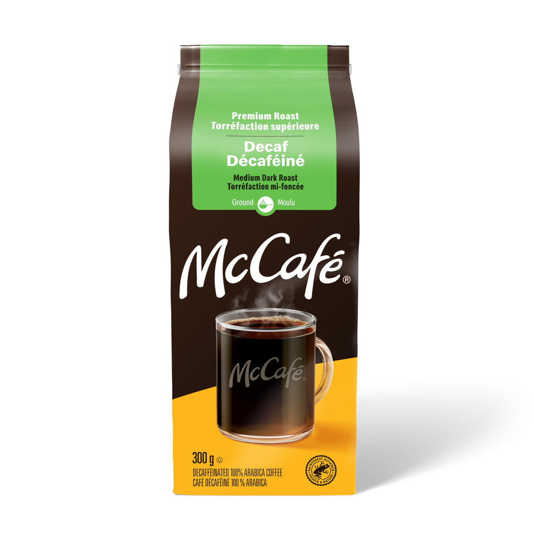 McCafé Premium Medium Dark Roast Decaf Ground Coffee, 6 x 300g - Canadian Distribution - Ships Free Within Canada on Orders Above CAD $199