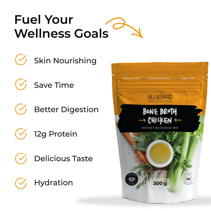 Bluebird Provisions – Chicken Bone Broth Powder – Original – Low sodium