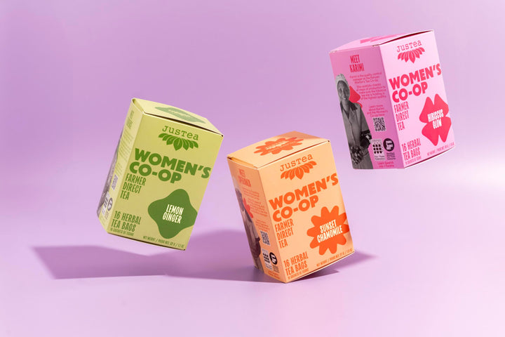 JusTea Hibiscus Glow Herbal Tea - Organic, Caffeine-Free, Fair-Trade, Plastic-Free (2 x 16 Bags) - Canadian Distribution - Ships Free Within Canada on Orders Above CAD $199