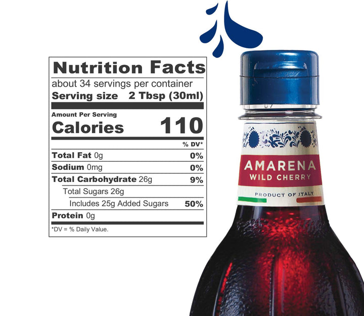 Fabbri Flavoring Syrup, Amarena Cherry, Made in Italy, 33.8 Ounce (1 Liter)