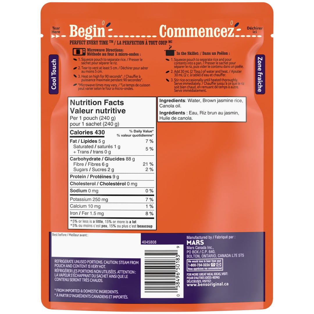 BEN'S ORIGINAL BISTRO EXPRESS Brown Jasmine Rice (2 Packs) - Canadian Distribution - Ships Free Within Canada on Orders Above CAD $199