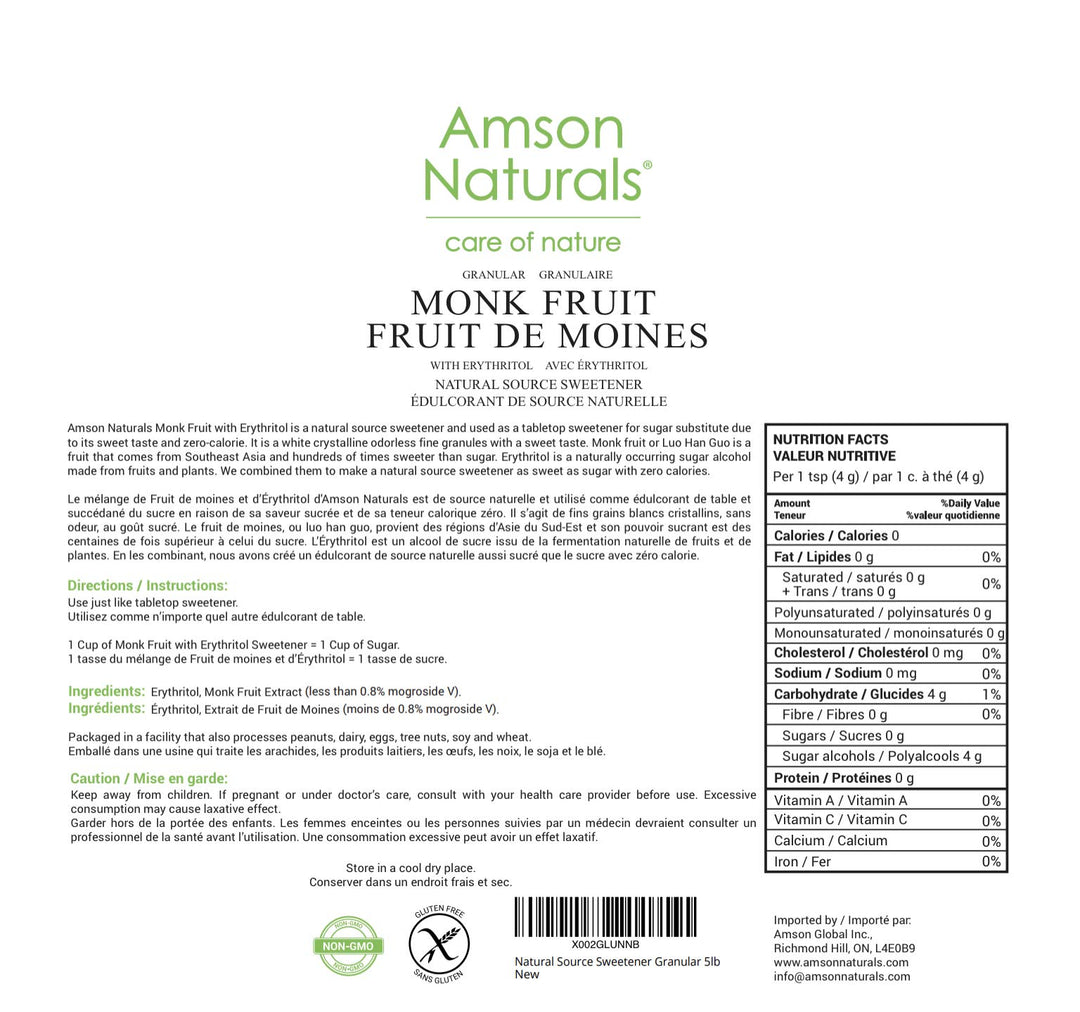 Natural Source – Sweetener – Granular 1:1 Sugar Substitute – 5 lb