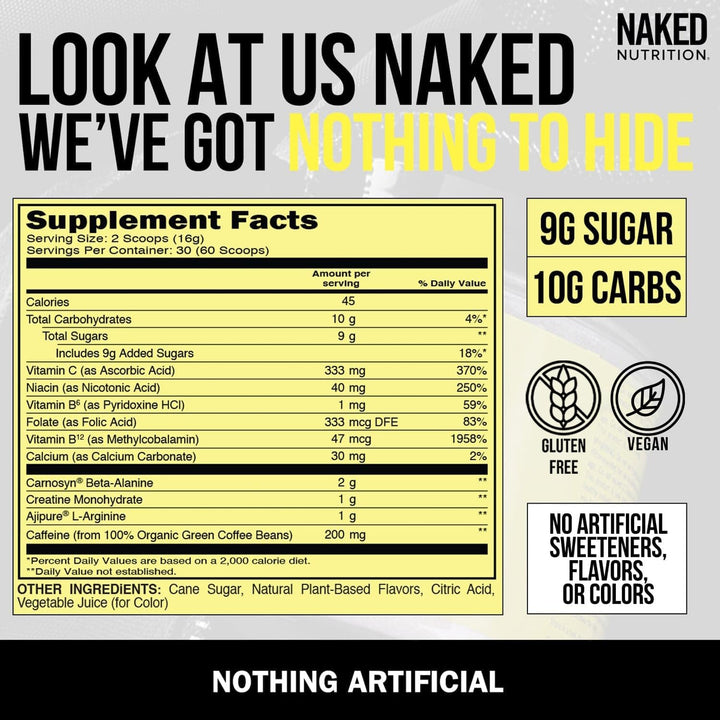Naked (Naked Energy) – Pre Workout – Fruit Punch – 30 Servings – No Added Sweeteners