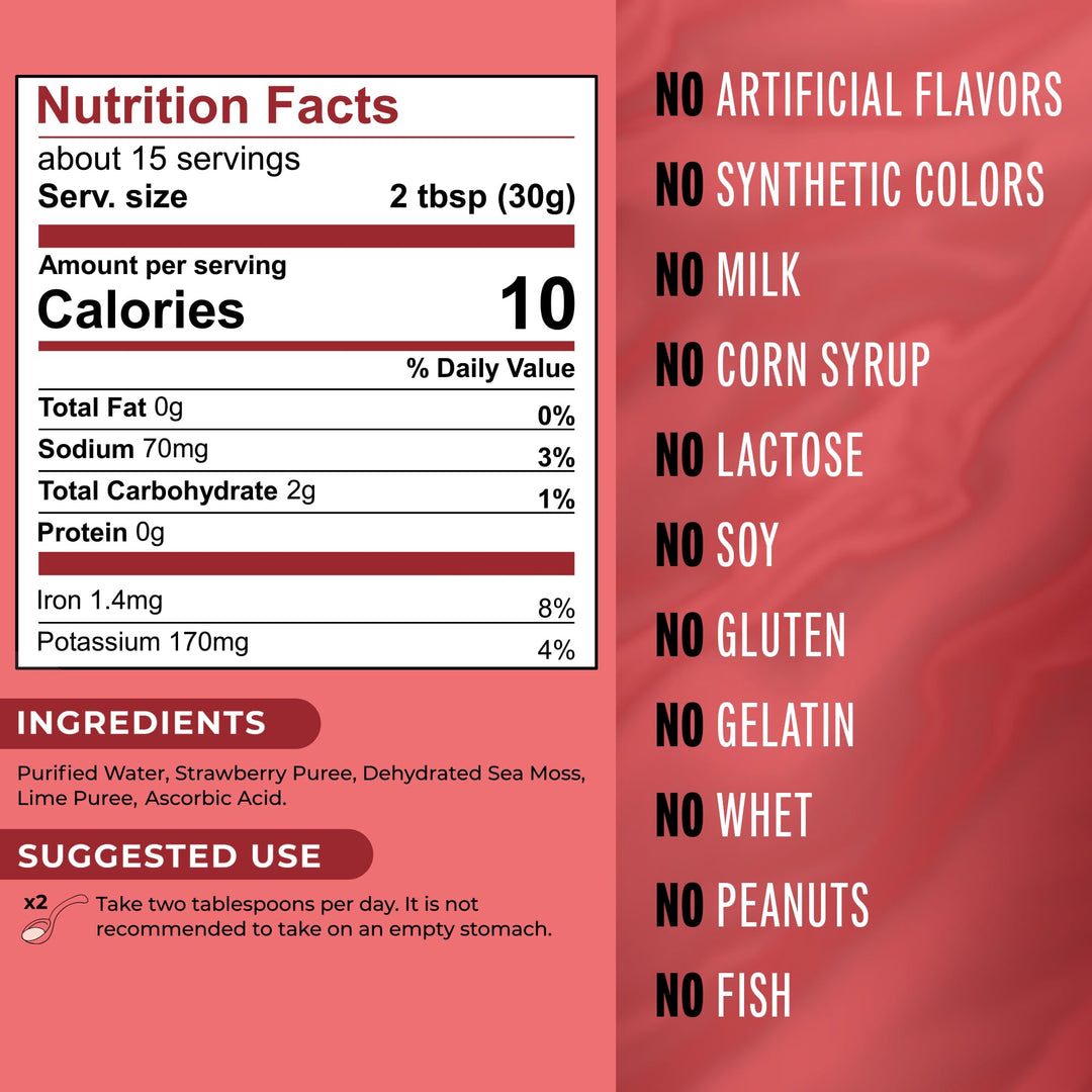 TrueSeaMoss – Sea Moss Gel – Strawberry – 473ml