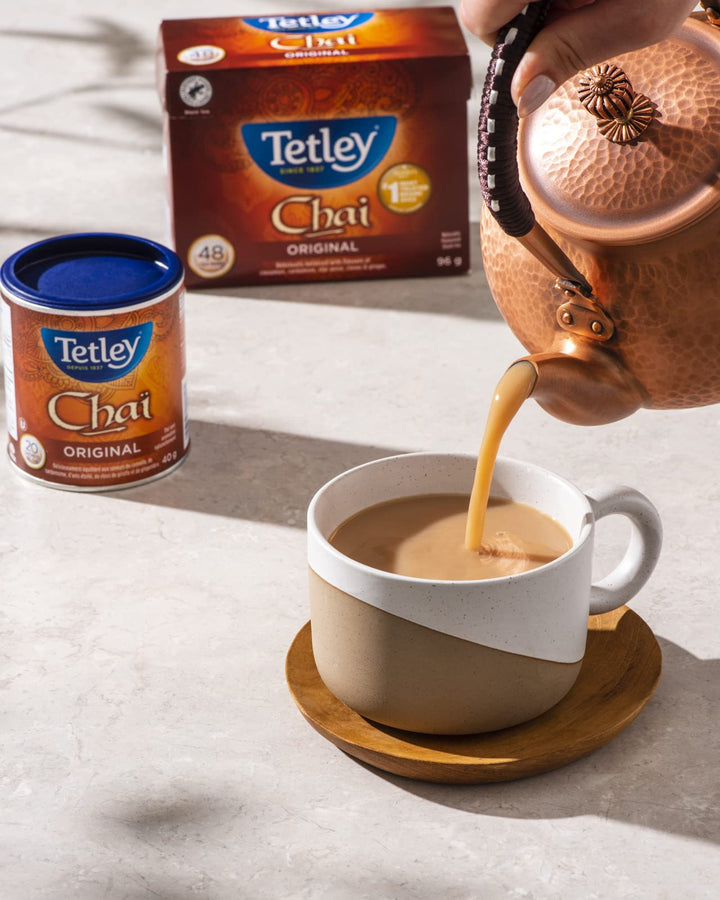 Tetley Chai Black Tea – Kosher Blend with Cinnamon, Cardamom, Ginger & Cloves, 20 Tea Bags per Box – 6-Box Bundle - Canadian Distribution - Ships Free Within Canada on Orders Above CAD $199