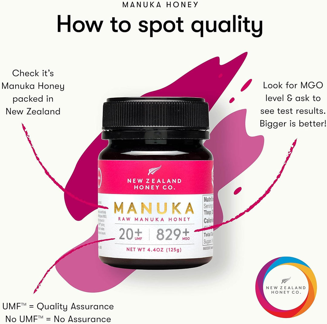 New Zealand Honey Co. – Raw Manuka Honey – UMF 20+ / MGO 829+ – 4.4oz – UMF Certified