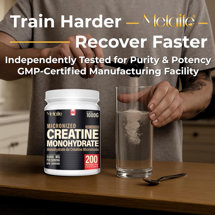 MetaLife – Creatine Monohydrate Powder – Unflavored – 1000 g, 200 Servings