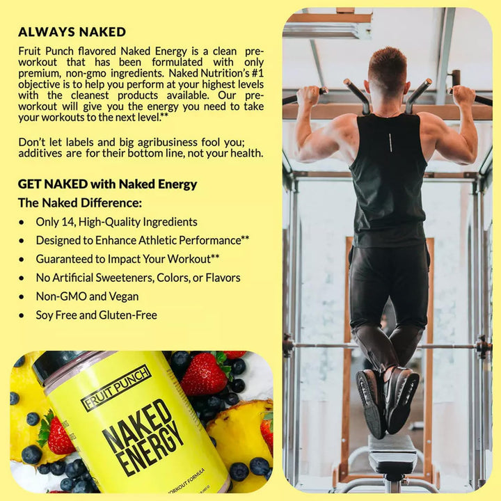 Naked (Naked Energy) – Pre Workout – Fruit Punch – 30 Servings – No Added Sweeteners