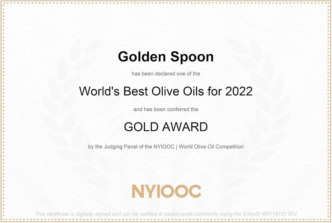 Golden Spoon – Extra Virgin Olive Oil – Chemlali / Low Acidity – 3L – Gold Medal Winner