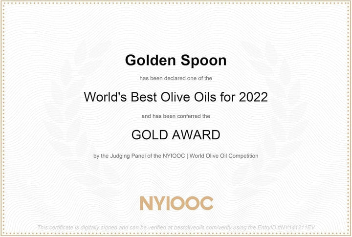 Golden Spoon – Extra Virgin Olive Oil – Chemlali / Low Acidity – 3L – Gold Medal Winner