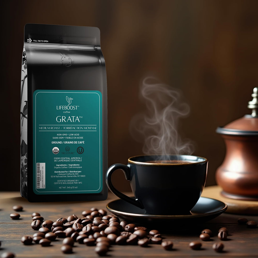 Lifeboost – Ground Coffee – Medium Roast – 12oz – Low acid organic