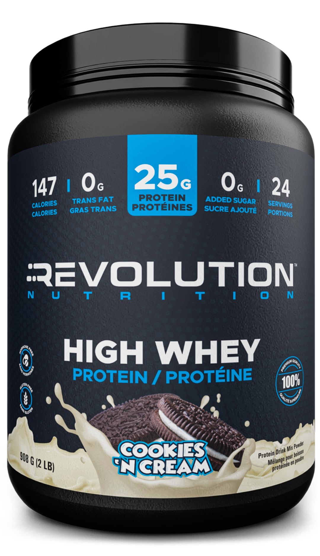 Revolution Nutrition – High Whey Isolate Protein Powder – Cookies & Cream – 2LB