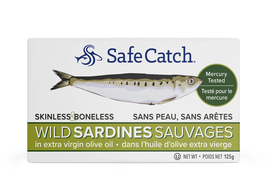 Safe Catch – Sardines – Extra Virgin Olive Oil – Skinless Boneless – 12 × 4.4 oz