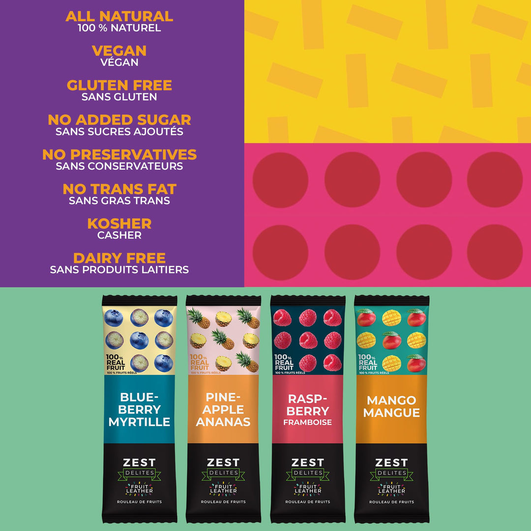 Zest Delites – Fruit Leather Lavashak – Mixed Fruit – 36 × 25g – Gluten-Free