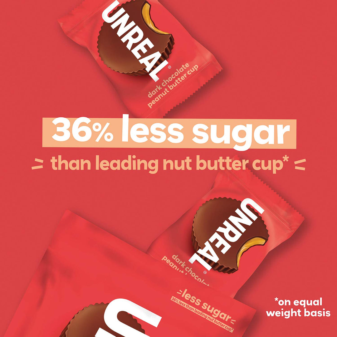 Unreal Dark Chocolate Peanut Butter Cups - 2 x Single Pack - Canadian Distribution - Ships Free Within Canada on Orders Above CAD $199