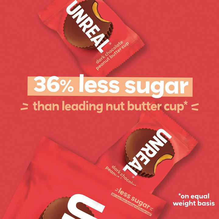 Unreal Dark Chocolate Peanut Butter Cups - 2 x Single Pack - Canadian Distribution - Ships Free Within Canada on Orders Above CAD $199
