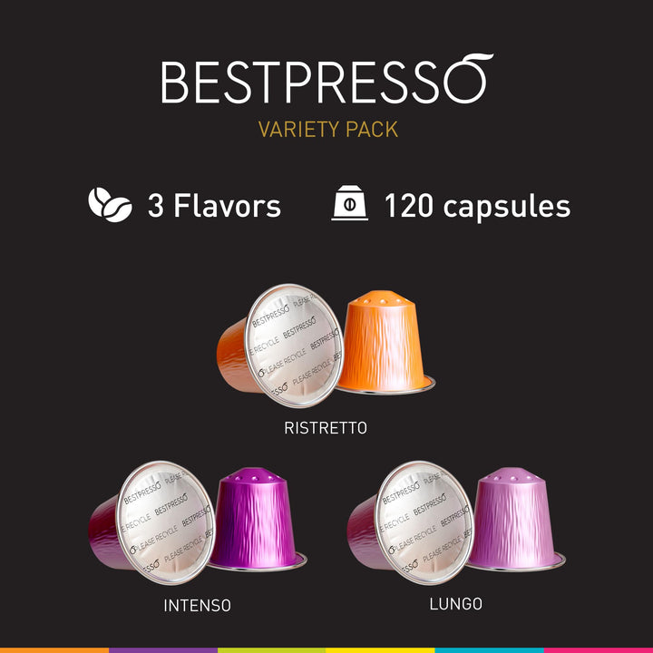 Bestpresso - Intense Espresso Pods Variety Pack - 120 Count - Nespresso Original Compatible