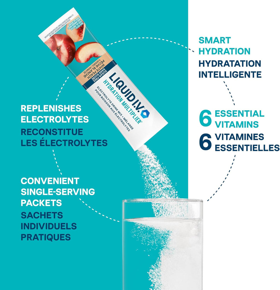 Liquid I.V. – Hydration Multiplier (Sugar Free) – White Peach – 18 Sticks