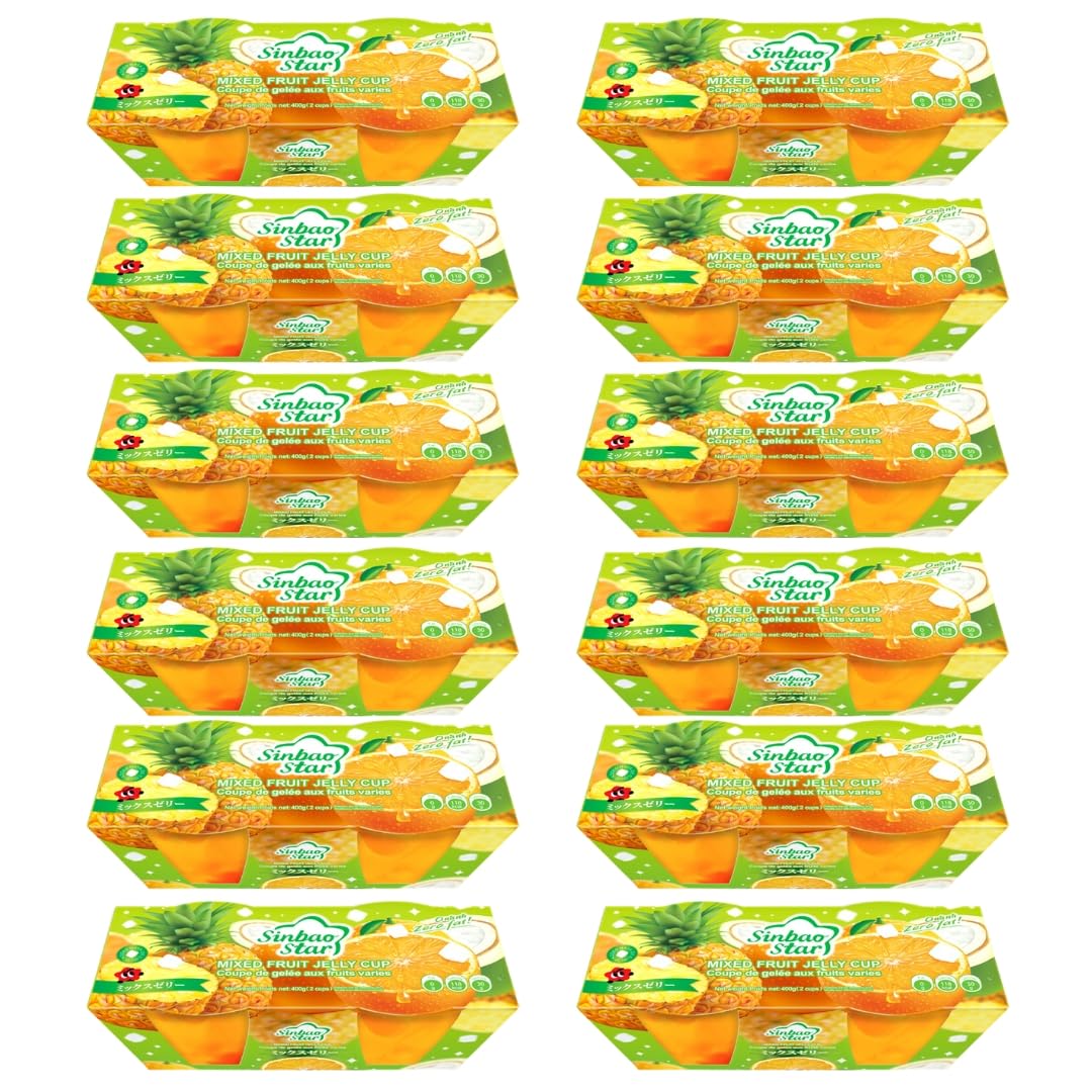 Sinbao Star Mixed Fruit Jelly Cups, 400g, Pack of 12 - Canadian Distribution - Ships Free Within Canada on Orders Above CAD $199