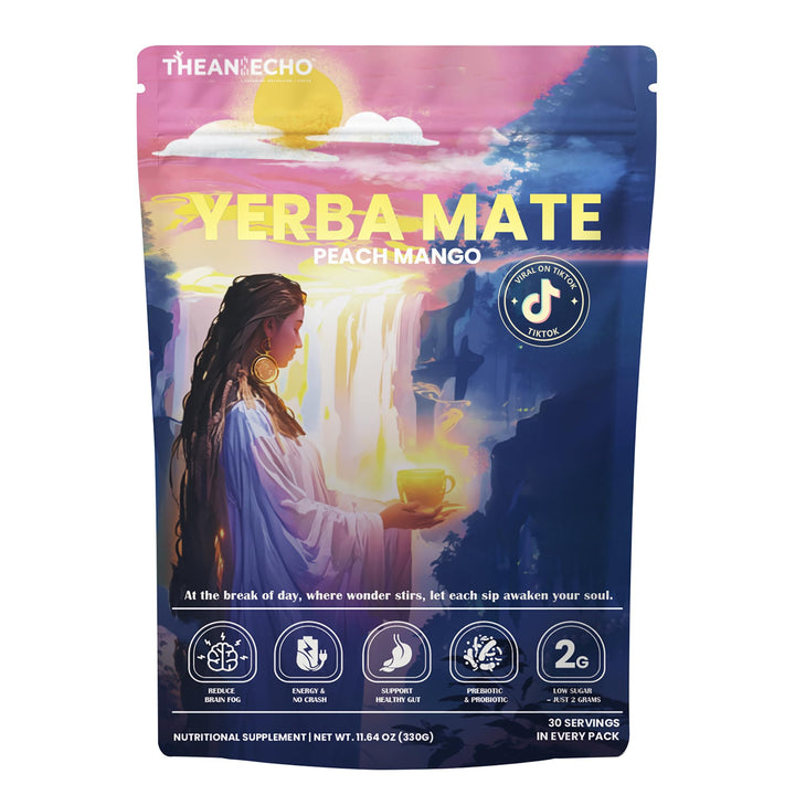 Yerba Mate – Yerba Mate Powder – Peach Mango – 30 Servings – Probiotic and prebiotic blend