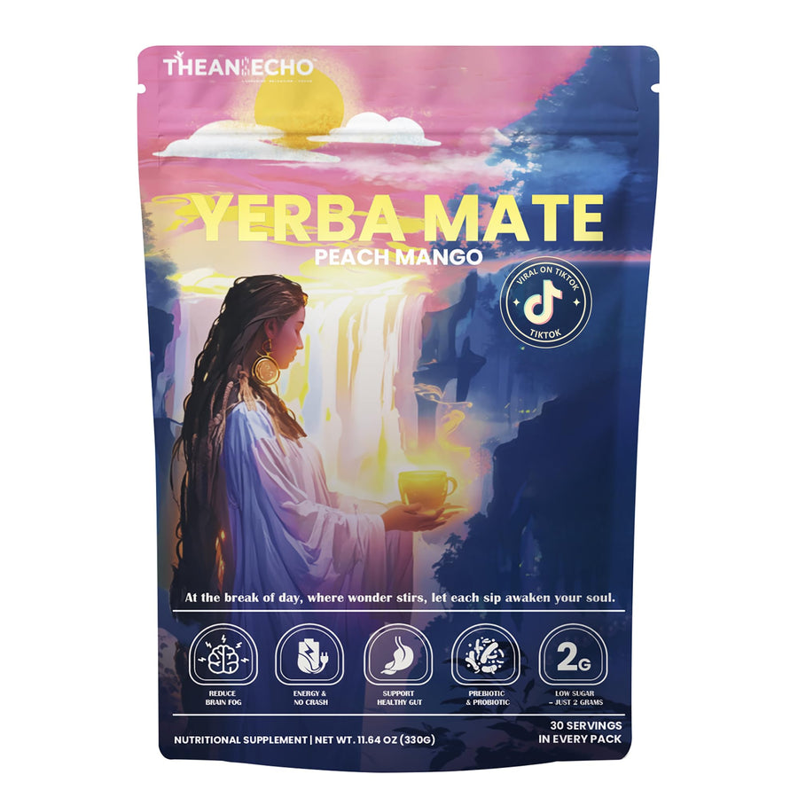 Yerba Mate – Yerba Mate Powder – Peach Mango – 30 Servings – Probiotic and prebiotic blend