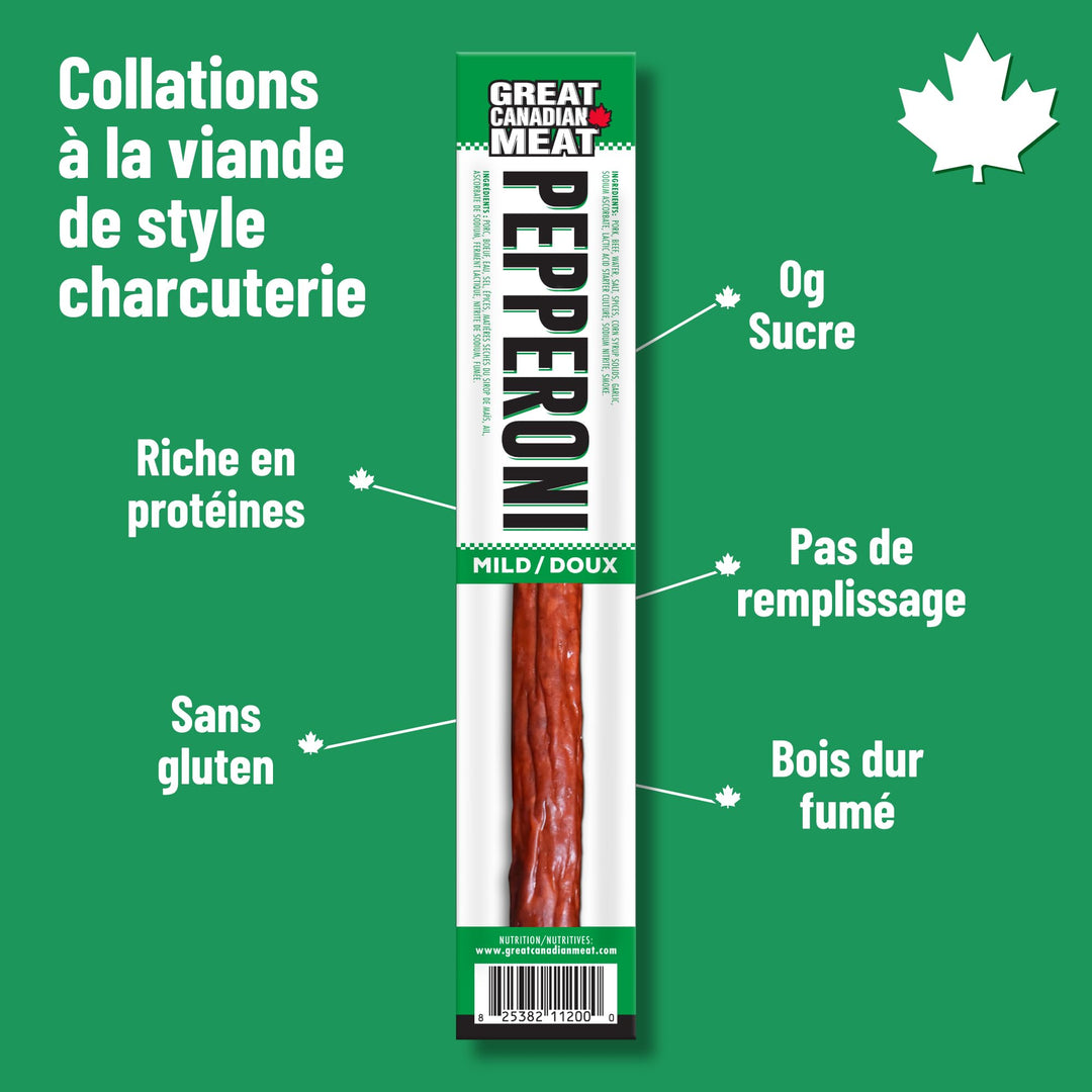 Great Canadian Meat – Mild Pepperoni Sticks – 18 x 22g