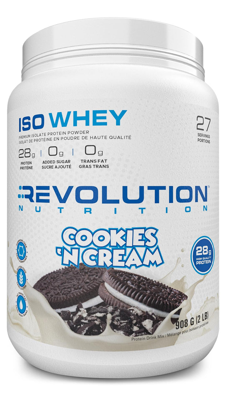 Revolution Nutrition – Iso Whey Protein Powder – Cookies and Cream – 2lb – 100 percent isolate