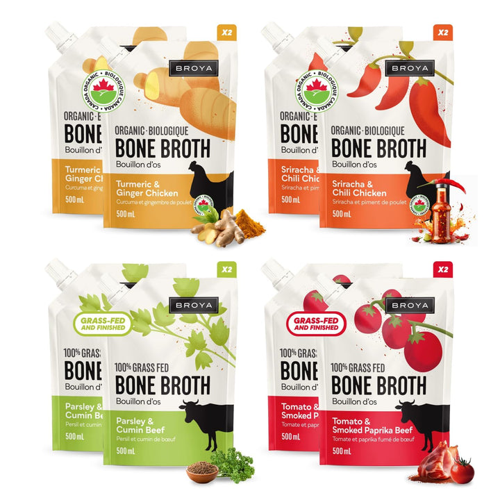 Broya – Bone Broth Variety Pack – Beef and Chicken – 8 Pack