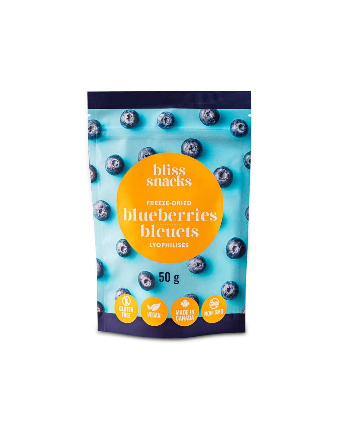 Bliss Snacks Freeze-Dried Blueberries, 2 x 50g - Canadian Distribution - Ships Free Within Canada on Orders Above CAD $199