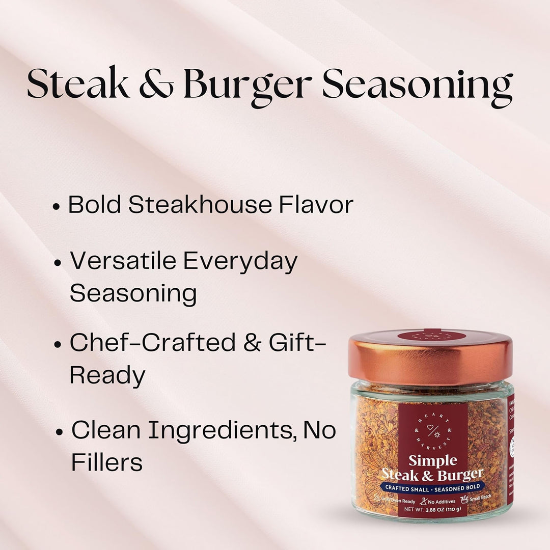 Heart and Harvest Simple Blend Steak and Burger Seasoning - Black Pepper with Garlic and Chili - Non-GMO, No Additives - 2 x 170g - Canadian Distribution - Ships Free Within Canada on Orders Above CAD $199