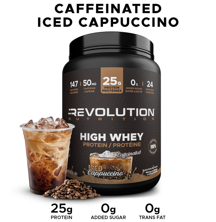 Revolution Nutrition – High Whey Protein – Caffeinated Iced Cappuccino – 908g (2 lb)