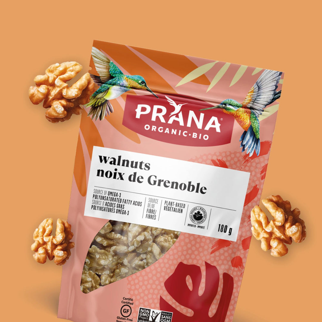 Prana Organic Raw Walnuts - Non-GMO, Vegan, 2 x 180g - Canadian Distribution - Ships Free Within Canada on Orders Above CAD $199