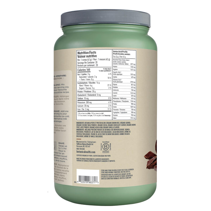 Botanica – Perfect Protein Powder – Chocolate – 840g – Vegan stevia free