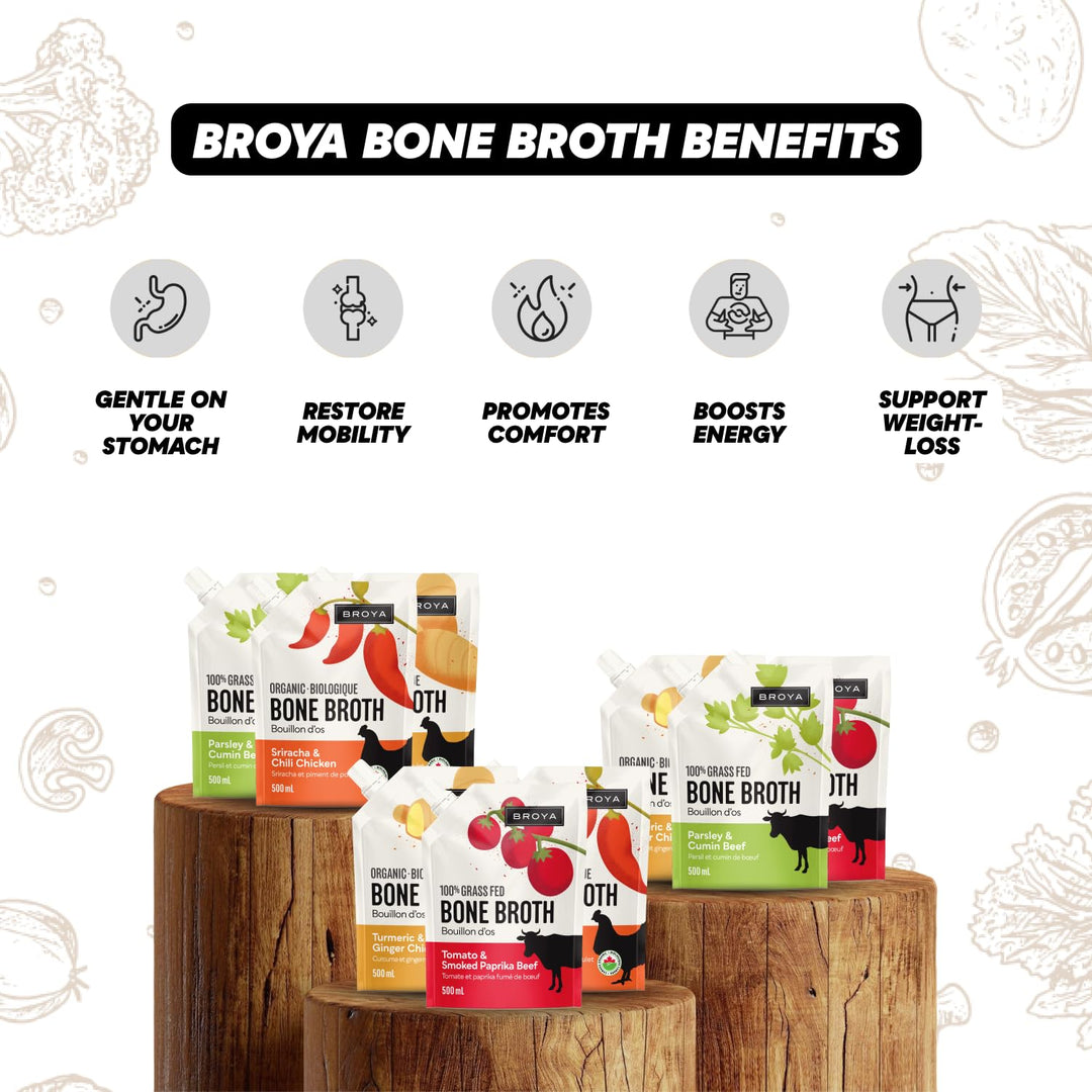 Broya – Bone Broth Variety Pack – Beef and Chicken – 8 Pack