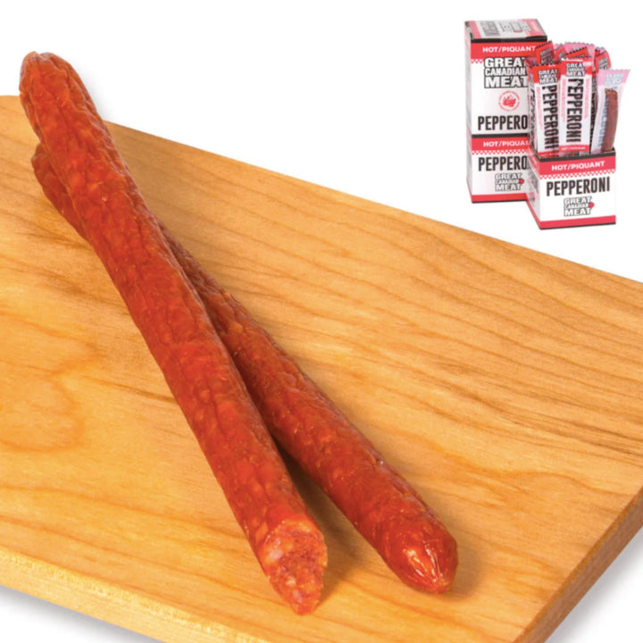 Great Canadian Meat – Pepperoni Sticks – Hot – 18 × 22g – High protein snack