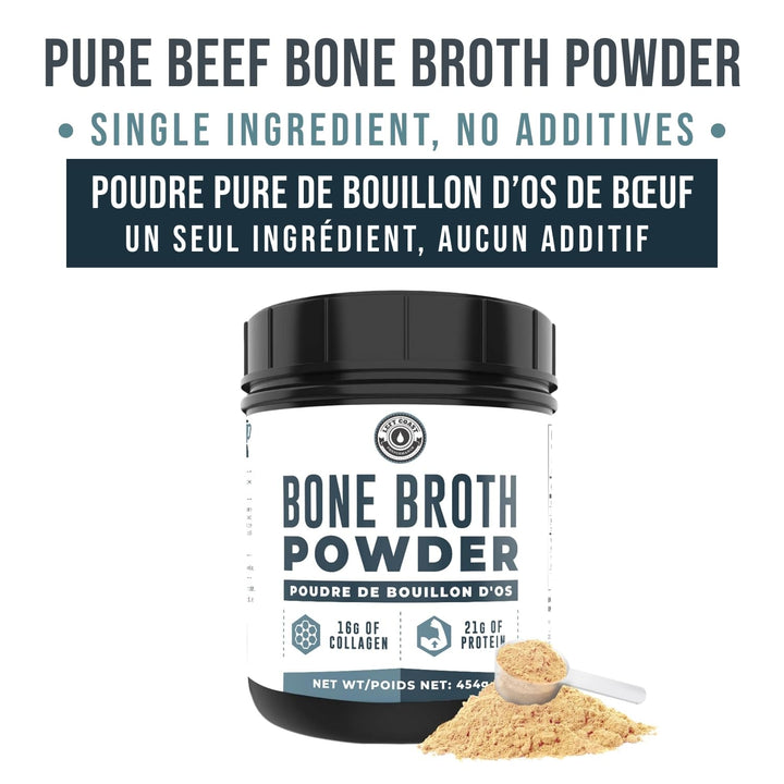 Grass-Fed Bone Broth Protein Powder – 21g Protein, 16g Collagen – Keto/Paleo