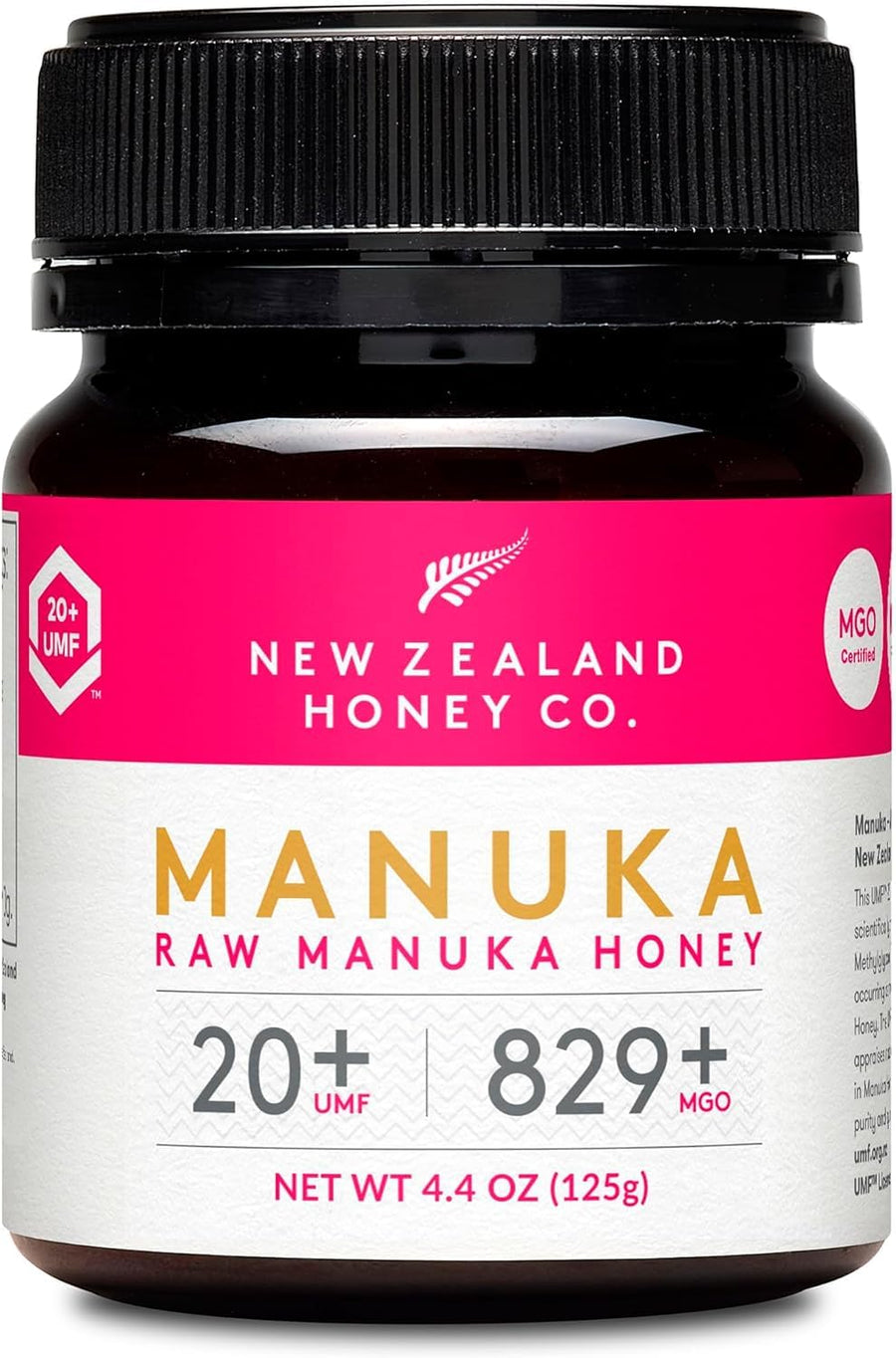 New Zealand Honey Co. – Raw Manuka Honey – UMF 20+ / MGO 829+ – 4.4oz – UMF Certified