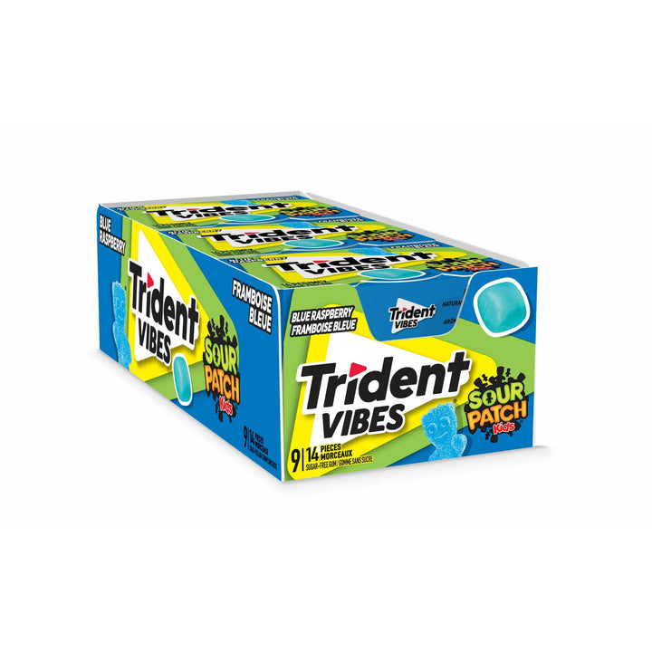 Trident Vibes Blue Raspberry Sugar-Free Gum - 9 Pack Clutch Box (126 Pieces) - Canadian Distribution - Ships Free Within Canada on Orders Above CAD $199