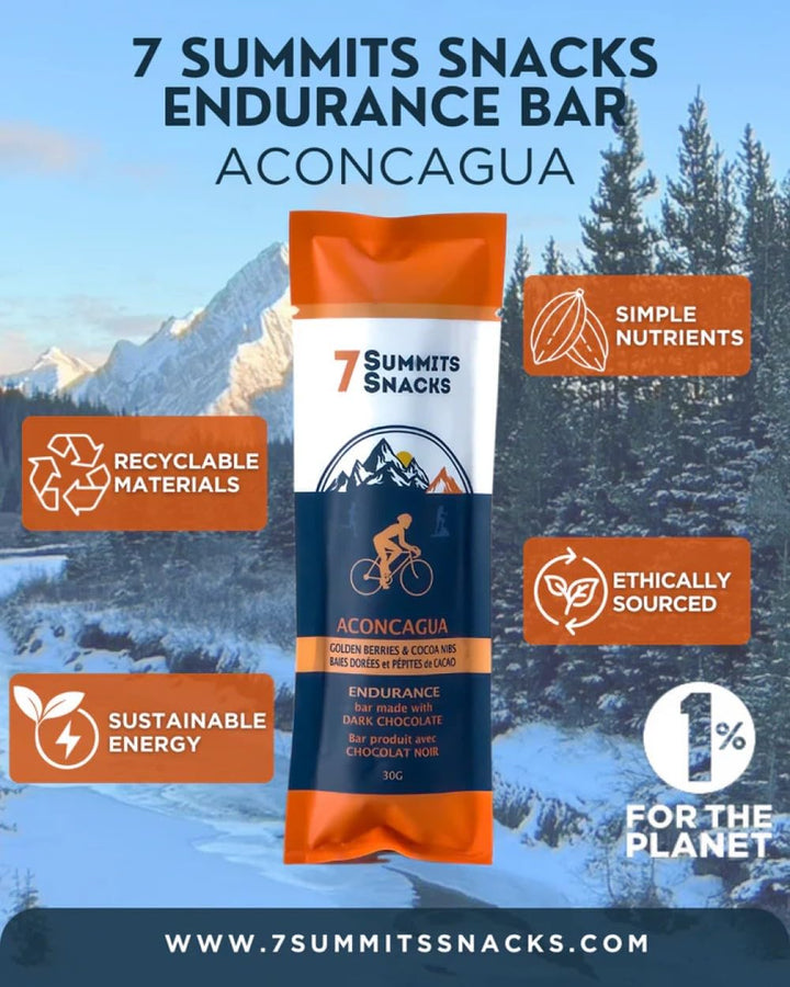 7 Summits Snacks Aconcagua Endurance Bar – 12 Pack (31g each) - Canadian Distribution - Ships Free Within Canada on Orders Above CAD $199