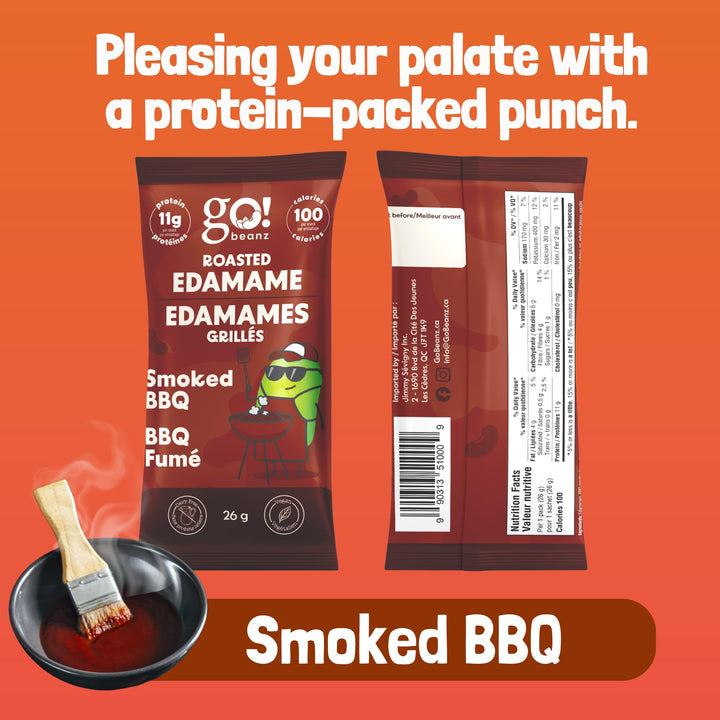 GoBeanz – Crunchy Roasted Edamame – Smoked BBQ – 20 Packs