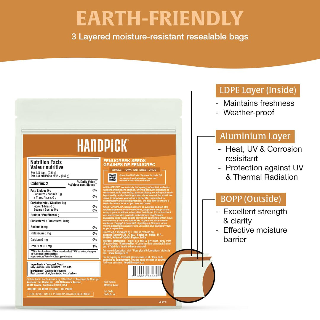 HANDPICK Fenugreek Seeds 2 x 14oz - Canadian Distribution - Ships Free Within Canada on Orders Above CAD $199