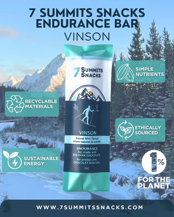 7 Summits Snacks Vinson Endurance Chocolate Bar 12x31g - Canadian Distribution - Ships Free Within Canada on Orders Above CAD $199