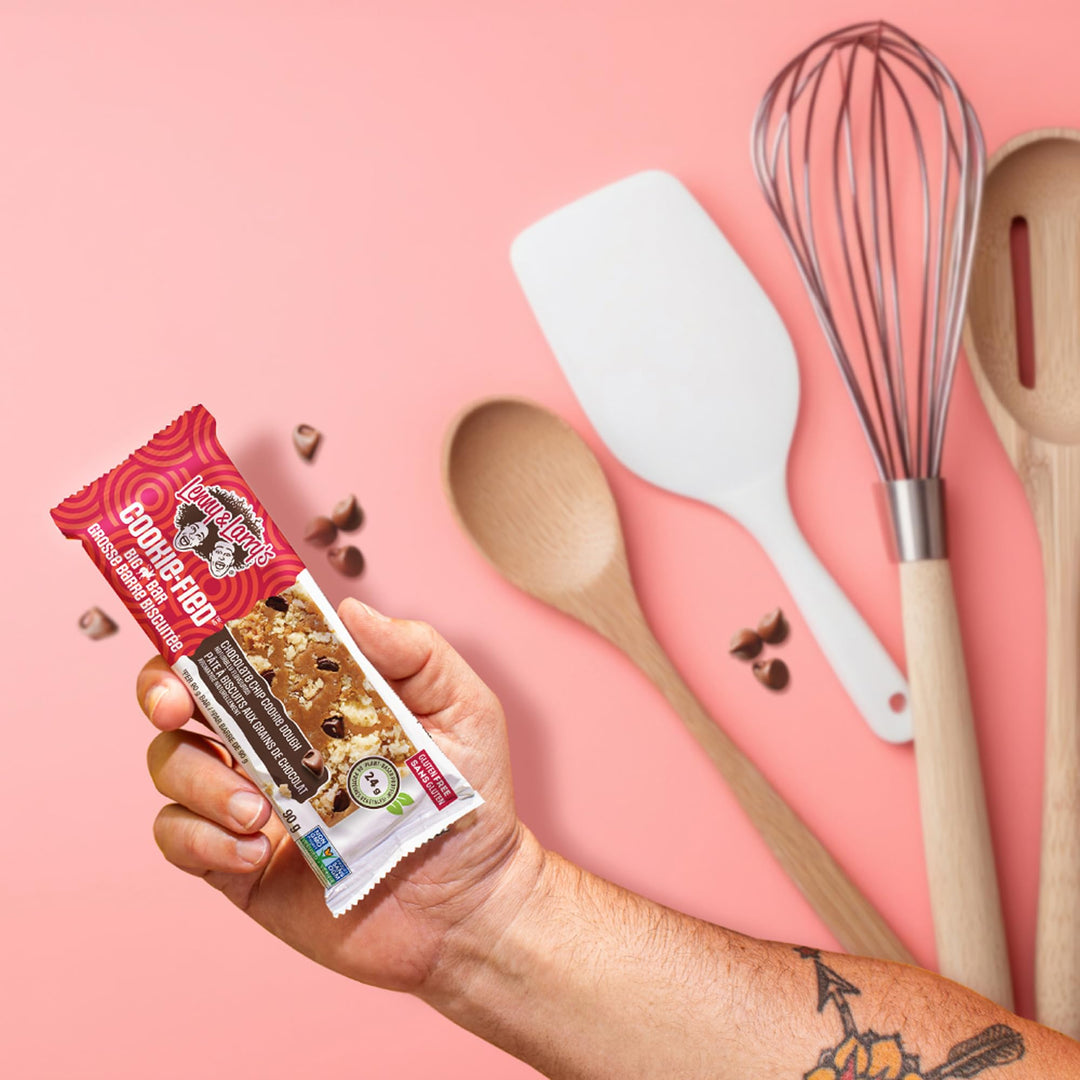 Lenny & Larry's Cookie-fied BIG BAR – Chocolate Chip Cookie Dough Vegan Protein Bars (12 x 90g) – 24g Plant Protein, 10g Prebiotic Fiber, Gluten-Free Snack - Canadian Distribution - Ships Free Within Canada on Orders Above CAD $199