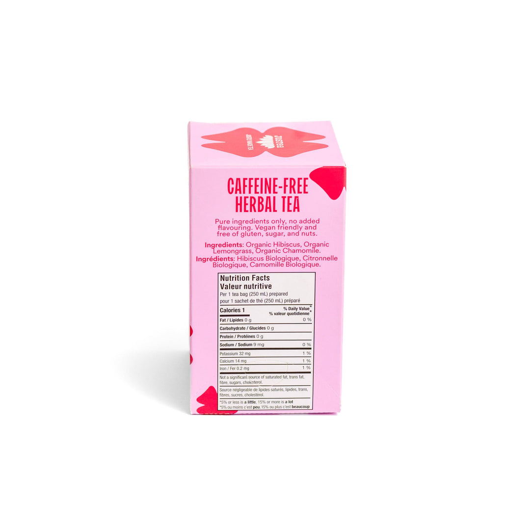 JusTea Hibiscus Glow Herbal Tea - Organic, Caffeine-Free, Fair-Trade, Plastic-Free (2 x 16 Bags) - Canadian Distribution - Ships Free Within Canada on Orders Above CAD $199