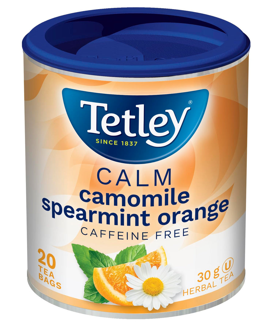 Tetley Calm Camomile, Spearmint & Orange Herbal Tea - 20 Tea Bags per Box, 6-Pack, Caffeine Free - Canadian Distribution - Ships Free Within Canada on Orders Above CAD $199
