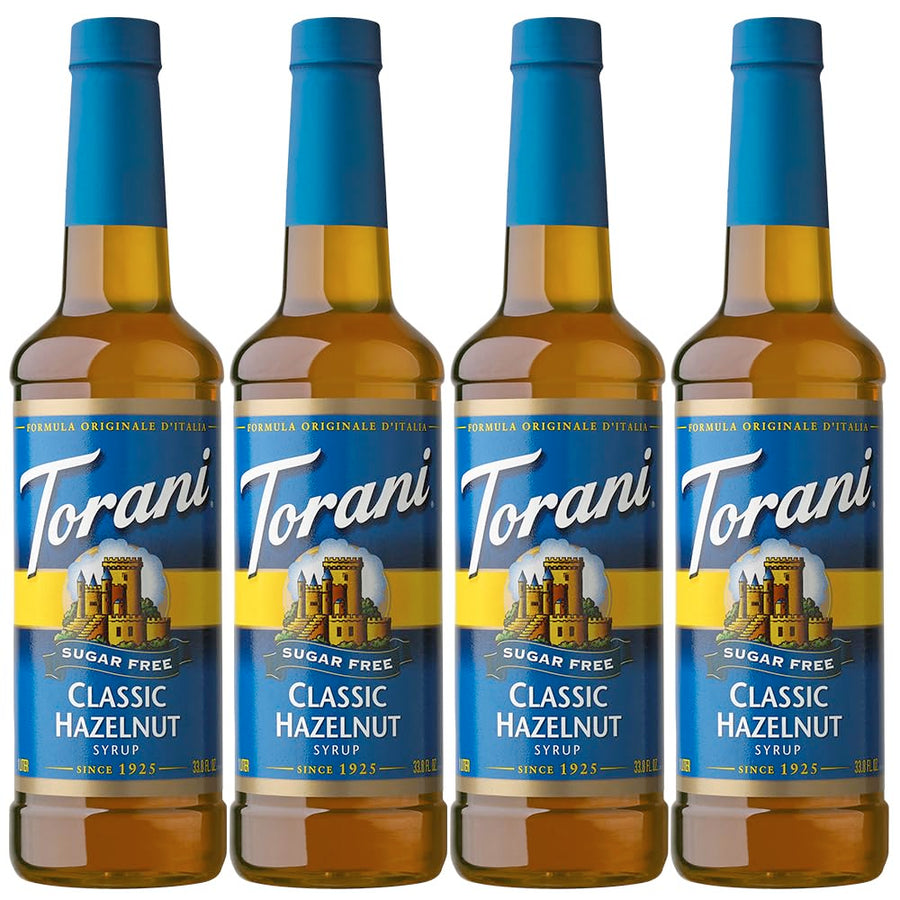 Torani Sugar-Free Classic Hazelnut Syrup – 4-Pack (750ml Bottles) - Canadian Distribution - Ships Free Within Canada on Orders Above CAD $199