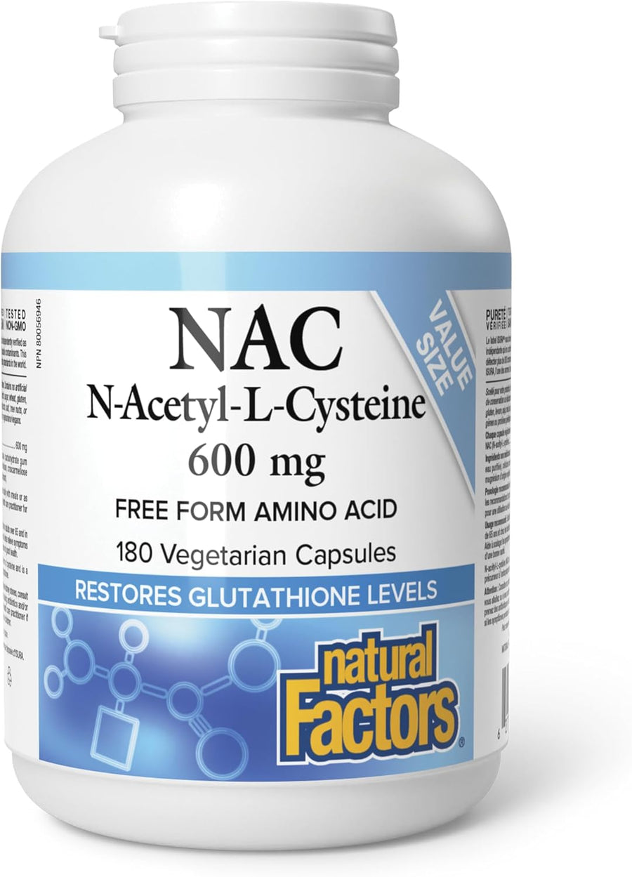 Natural Factors – NAC – 600 mg – 180 Capsules