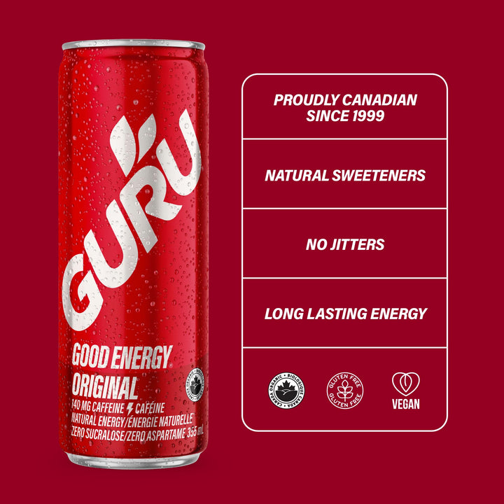 GURU – Original Organic Energy Drink – 355mL – 24 Pack