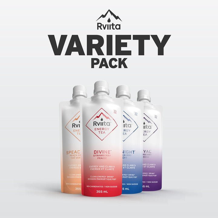 Rviita – Energy Tea – Variety Pack – 141mg Caffeine – 355ml x 8